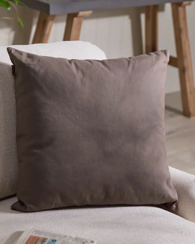 Plain Brown Cotton Indoor Outdoor Garden Furniture Chair Sofa Bench Cushion L50cm x W50cm - Dibor