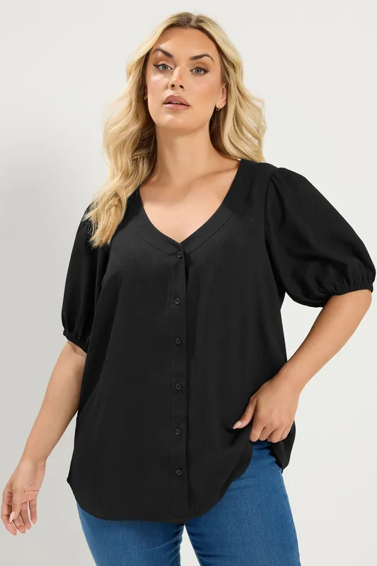 Button Textured Blouse - Yours