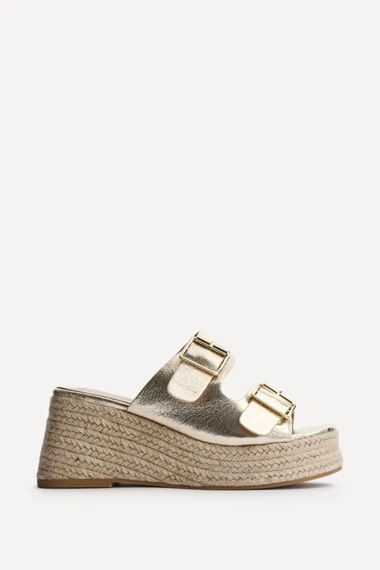 Impact Gold Espadrille Wedge Mules - Linzi