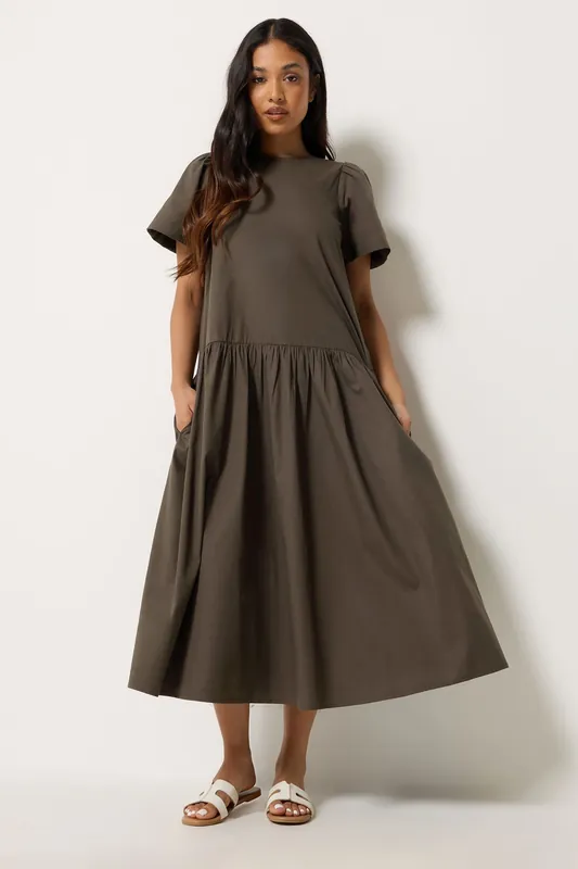 Petite Cotton Poplin Midi Dress - PixieGirl