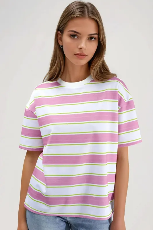 Striped Crew Neck Oversized T-Shirt