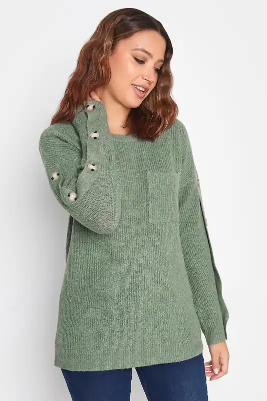 Tall Button Long Sleeve Jumper - Long Tall Sally