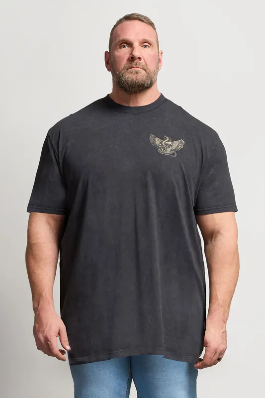 Extra Long Graphic Acid Wash T-Shirt
