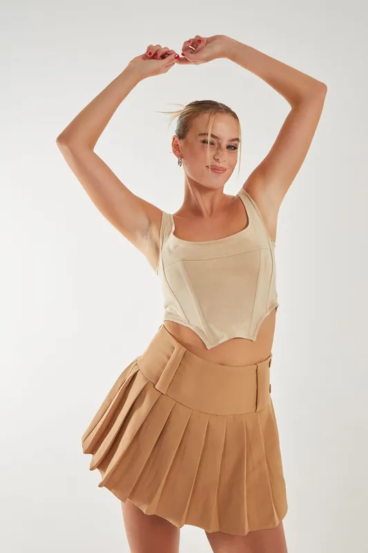 Square Neck Corset Top - Pink Vanilla