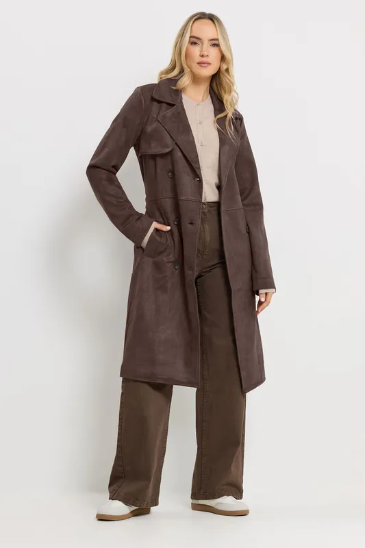 Tall Faux Suede Trench Coat - Long Tall Sally