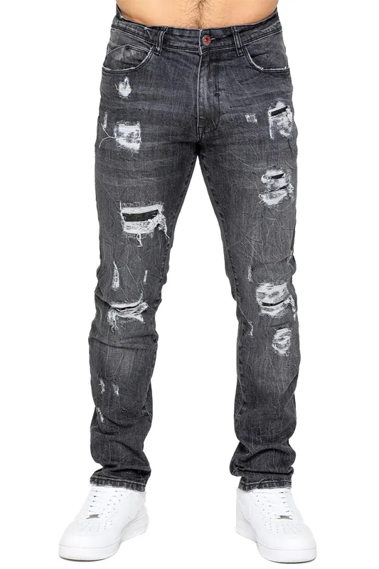 Straight Leg Ripped Denim Jeans - Enzo