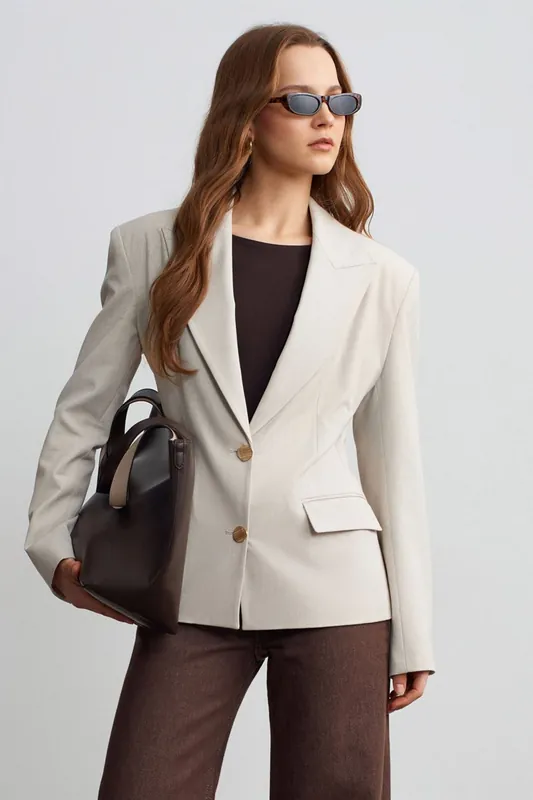 Women's Crepe Blazer Jacket - Dilvin