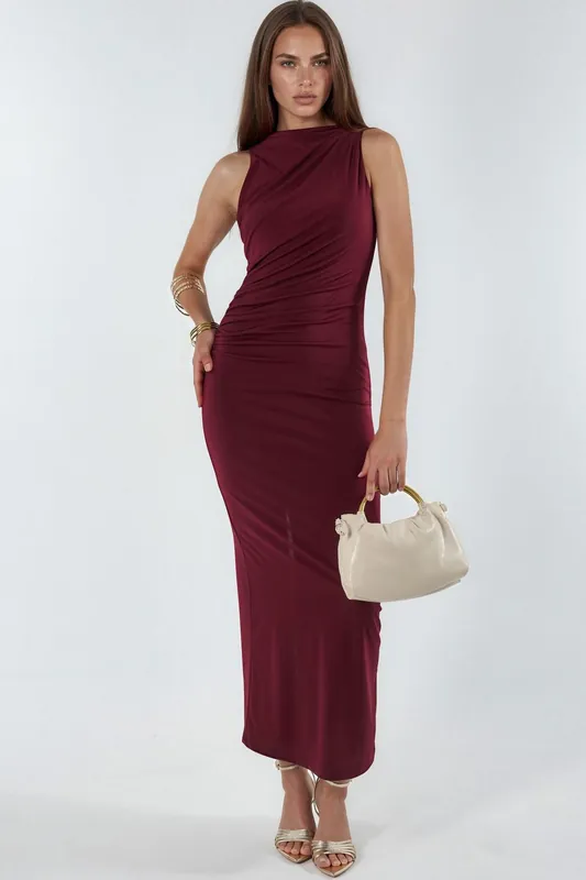 Ruched Detail Bodycon Maxi Dress - Hiccup