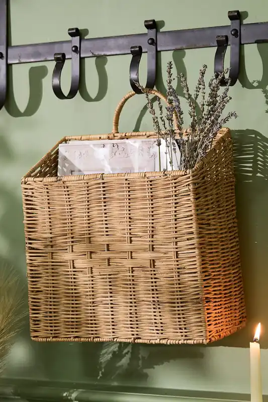 Traditional Rectangular Woven Storage Wall Basket - Dibor