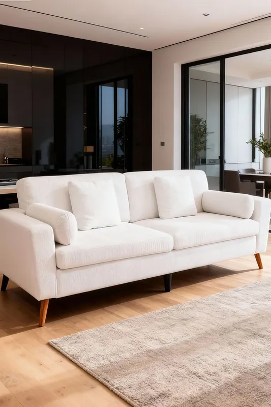 2-Seater Chenille Upholstered Sofa with Pillows