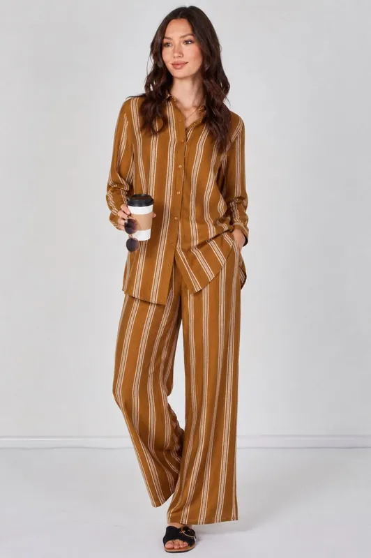 Mustard Stripe Shirt and Trouser Co-Ord Set