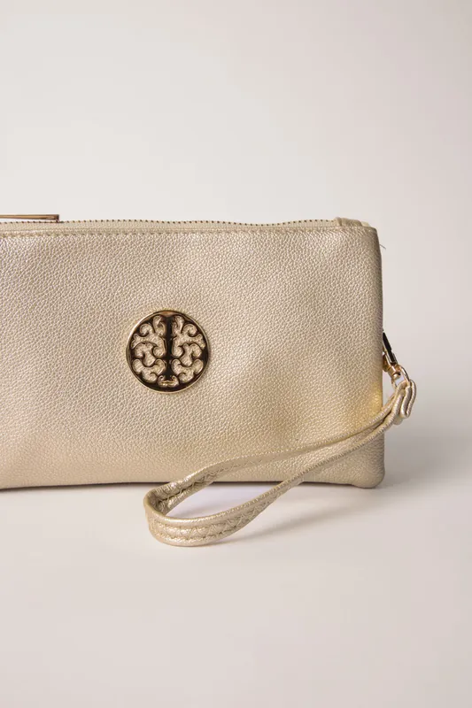 Detailed Zip Up Purse With Detachable Strap - Blue Vanilla