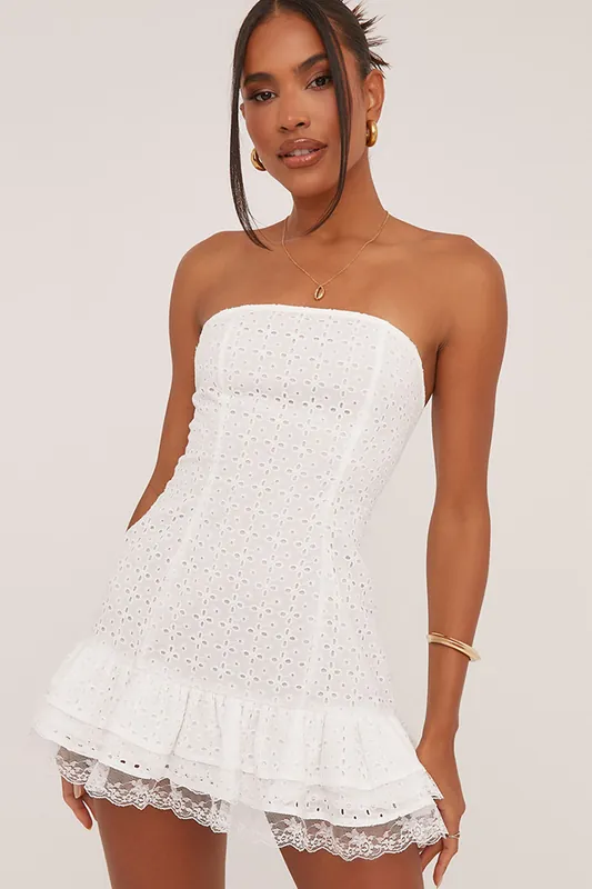 Sleeveless Frill Trim Mini Dress - EGO