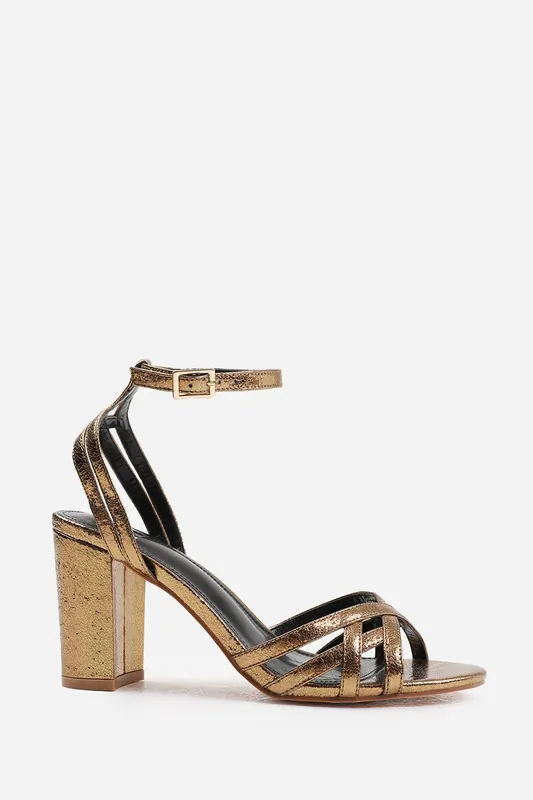 Joella' Mid Block Heel With Cross Over Strap Detailing - Where's That From