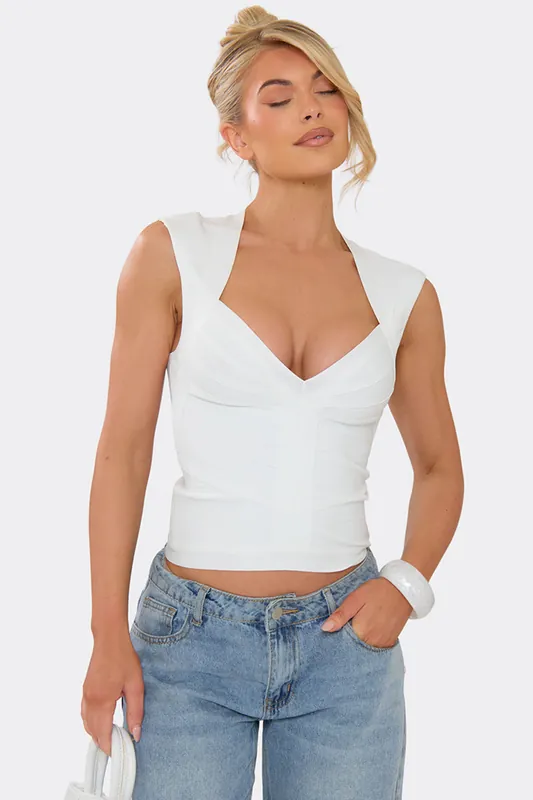 Cap Sleeve V-neck Bandage Top