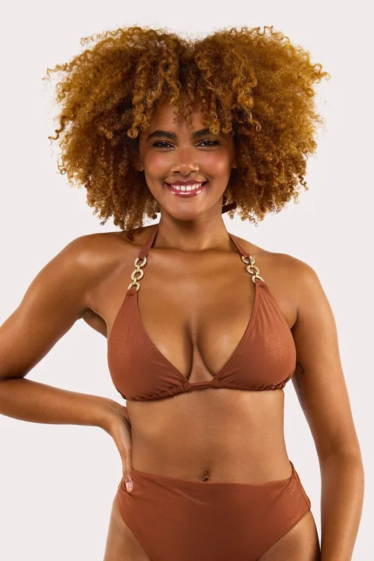Morgan Bronze Glitter Mix & Match Triangle Bikini Top - Wolf & Whistle