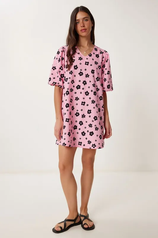 Floral V-Neck Mini A-Line Dress