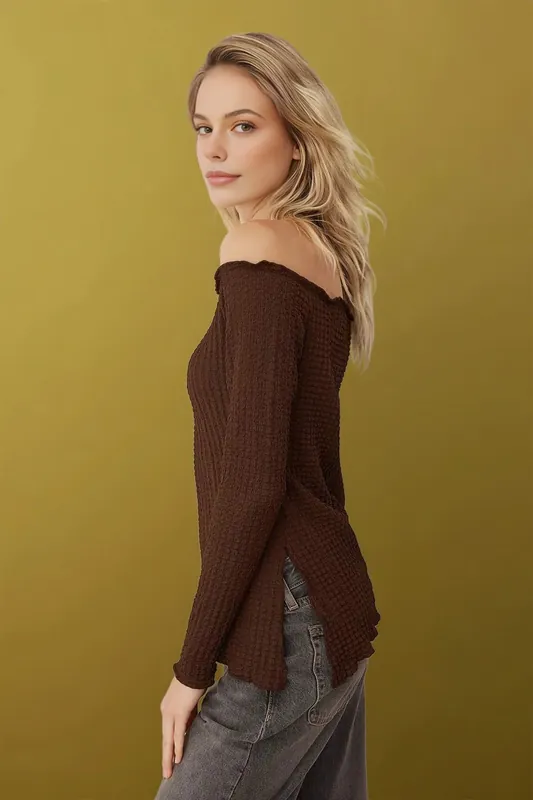 Carmen Collar Textured Knit Blouse - WOVCOR