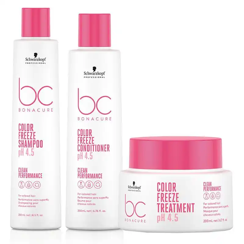 BC Clean PACK Color Freeze Shampoo 250ml, Conditioner 200ml and Treatment 200ml - Schwarzkopf