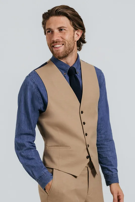 Camel Twill Waistcoat - Dobell