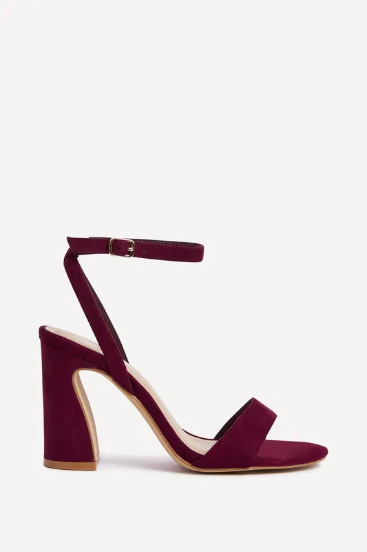 Trance Burgundy Faux Suede Block Heel - Linzi