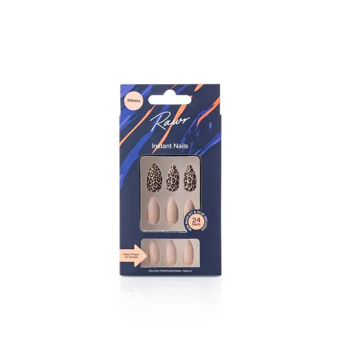 Rawr Stick On Nails Leopard Print Stiletto - Rawr Beauty