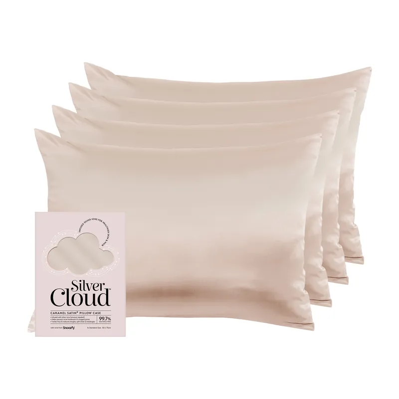Silver Cloud Silver Ion Infused Satin Pillowcase Caramel - 4 Pack