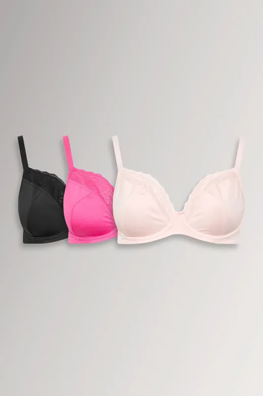 3 Pack Animal Mesh Underwired Bras - Yours