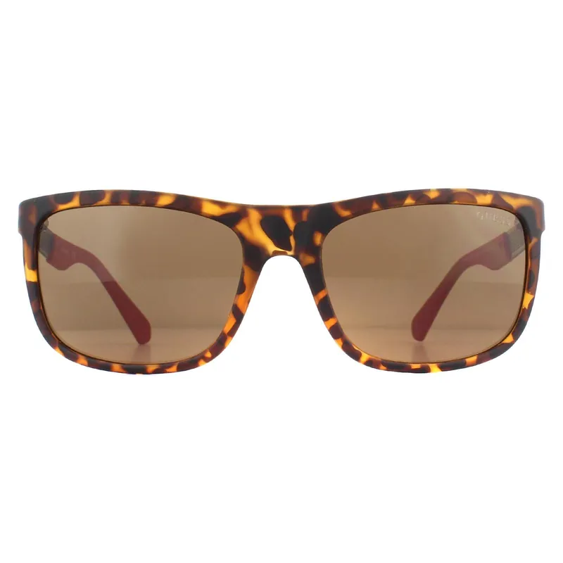 Rectangle Dark Havana Brown Polarized Sunglasses - Guess
