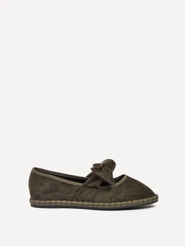 Pout Khaki Faux Suede Mary Jane - Linzi