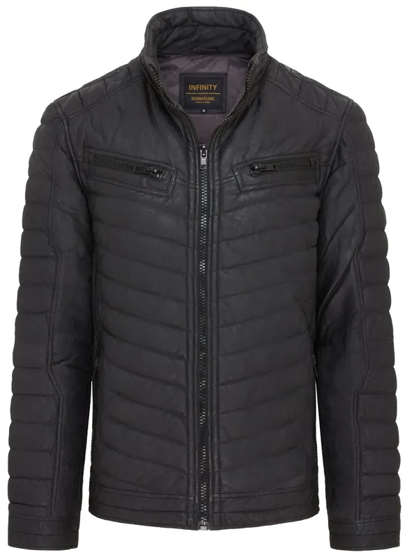 Quilted Puffer Leather Bomber Jacket -Torpoint