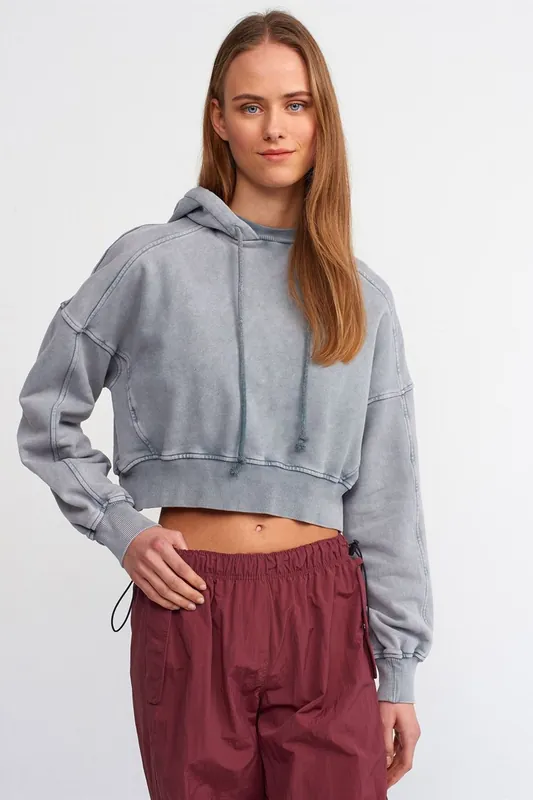 Women's Oversized Cropped Hooded Sweatshirt - Dilvin