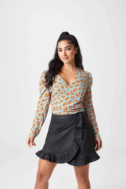Rebecca Coated Frill Skirt - Urban Bliss