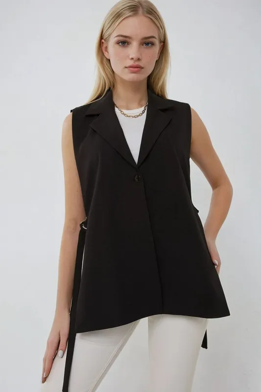 Accessory Detailed Vest with Jacket Collar - Hiccup