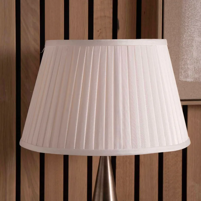 White Knife Pleat Lamp Shade Tapered Faux Silk Shade for Table Lamps and Floor Lamps - Ruma