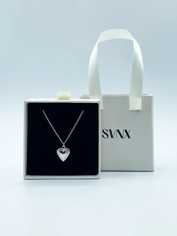 Small Heart Locket Necklace in Silver - Gift Boxed