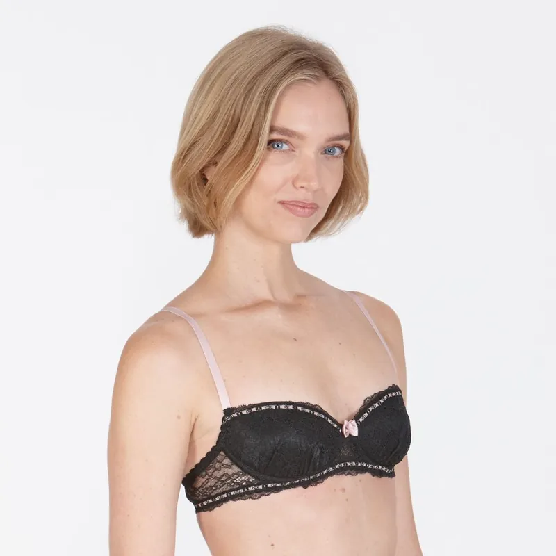 'Midnight Ribbon' Non-Wired Balconette Fixed Padding Bra