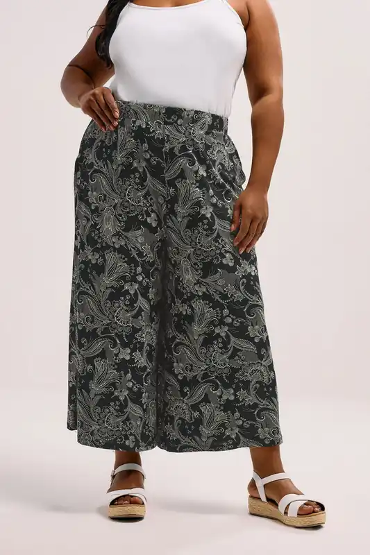 Paisley Print Midaxi Culottes - Yours