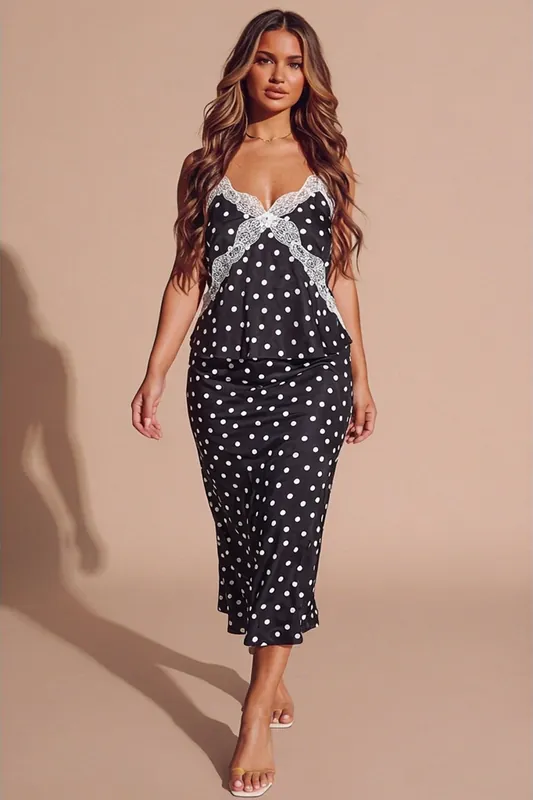 Polka Dot Lace Crop Top & Skirt Co-Ord