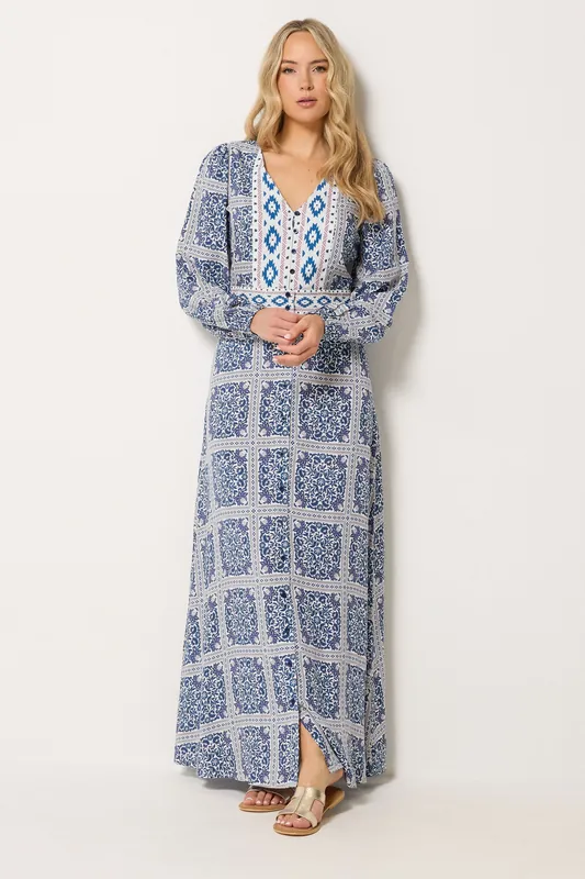 Tall Tile Print Button Maxi Dress - Long Tall Sally