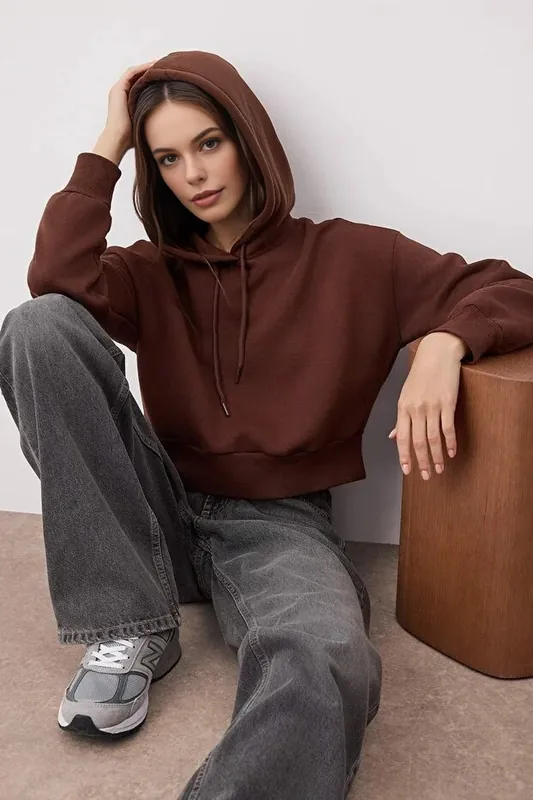 Cropped Fleece Hoodie with Drawstring Detail - WOVCOR