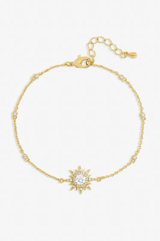Gold Plated and Pave Starburst Bracelet - Jon Richard