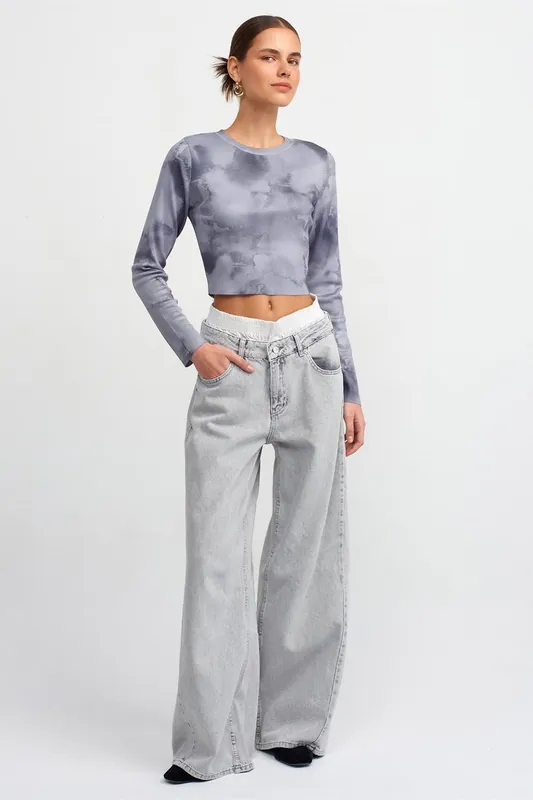 High-Waist Wide-Leg Cotton Denim Jeans