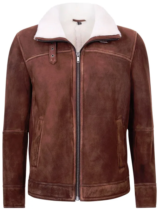 Sheepskin Leather Harrington Bomber Jacket-Luanda