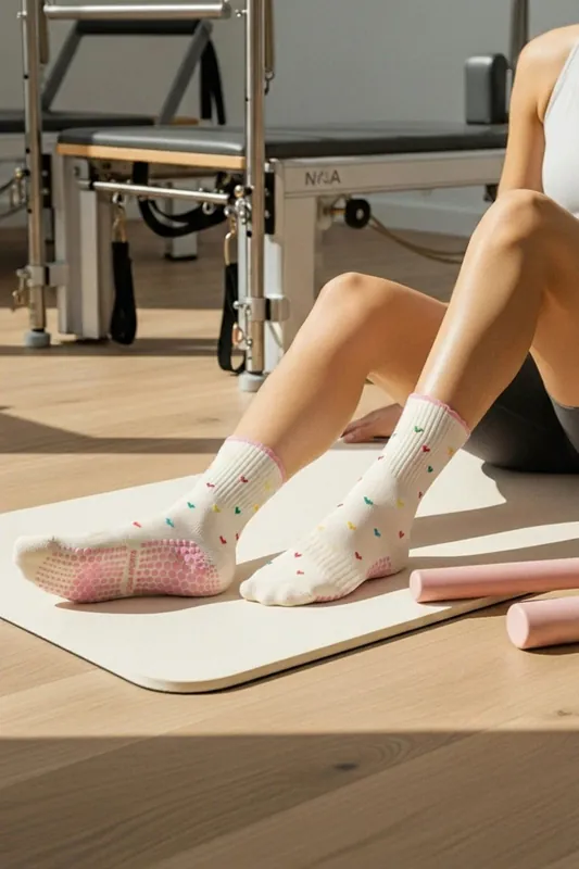 Printed Non Slip Cotton Knit Yoga Socks - WOVCOR