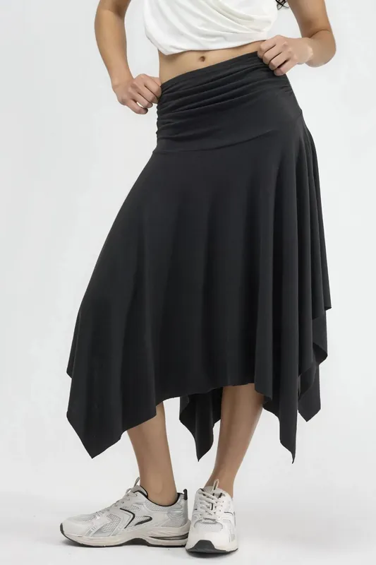 Soft Touch Asymmetrical Midi Skirt - Busem