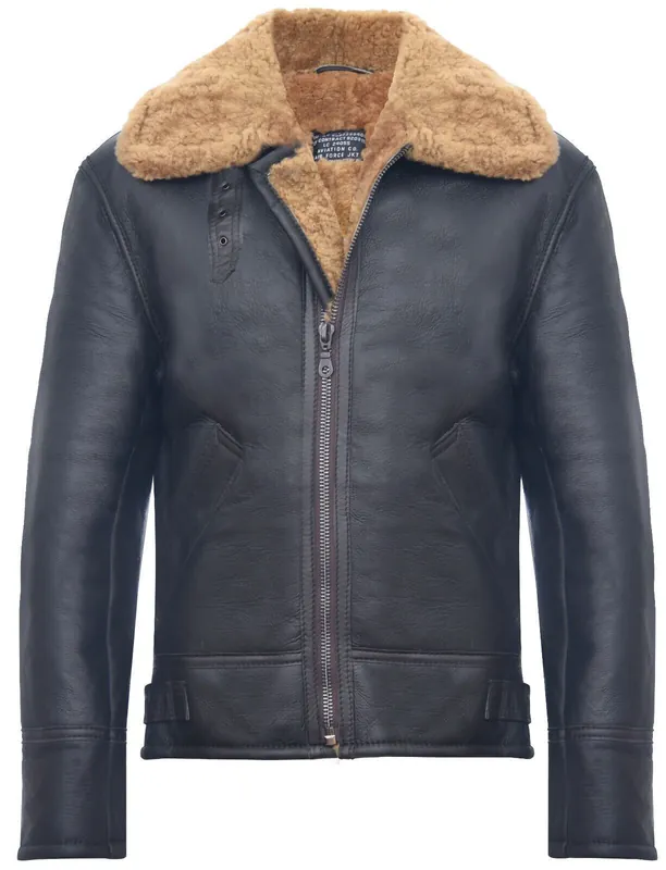 B3 WW2 Leather Sheepskin Aviator Flying Jacket-Charleston