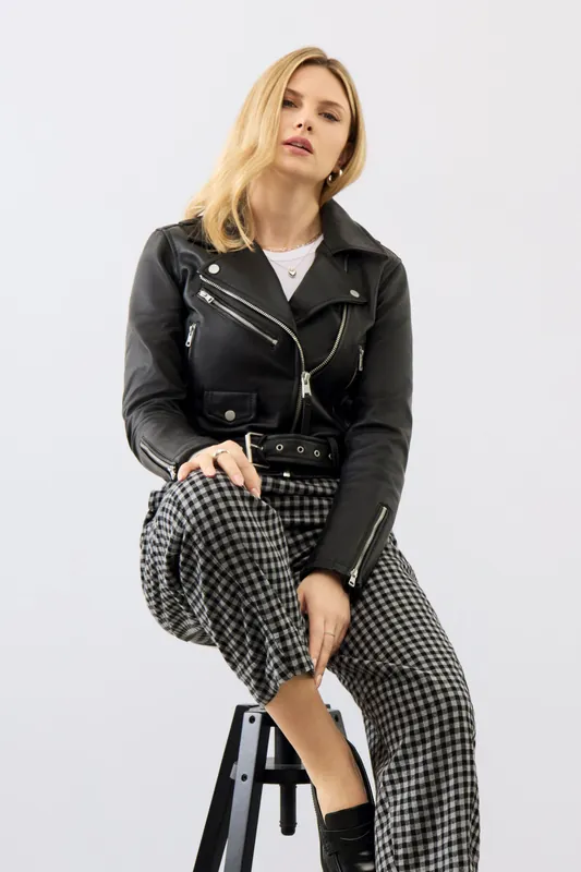 Real Leather Sarah Biker Jacket - Bolongaro Trevor