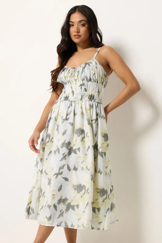 Petite Abstract Print Midi Dress - PixieGirl