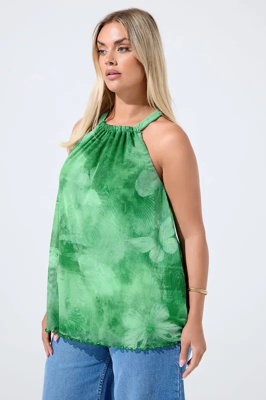 Butterfly Print Halter Neck Top - Yours